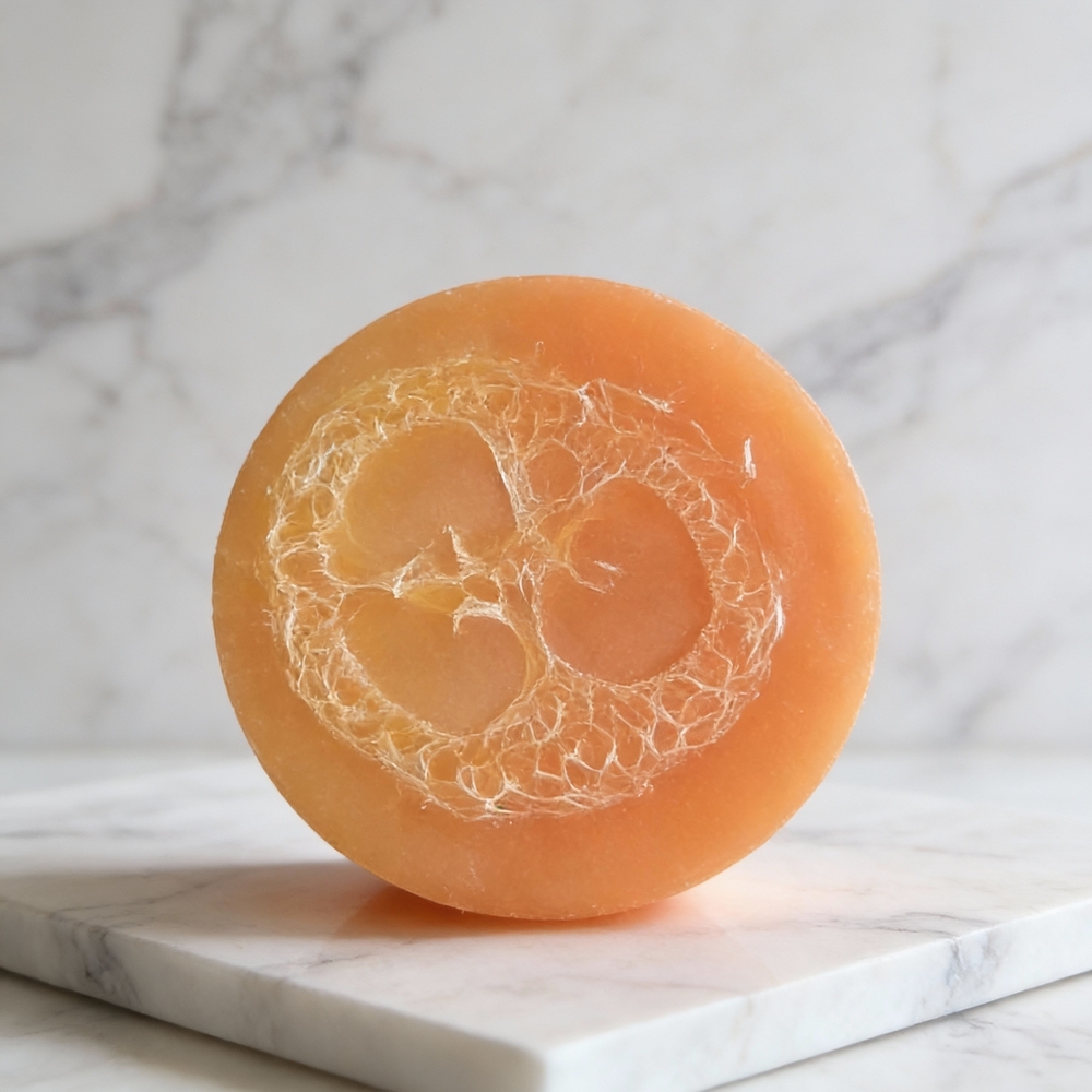 Round Orange Soap Bar With Loofah